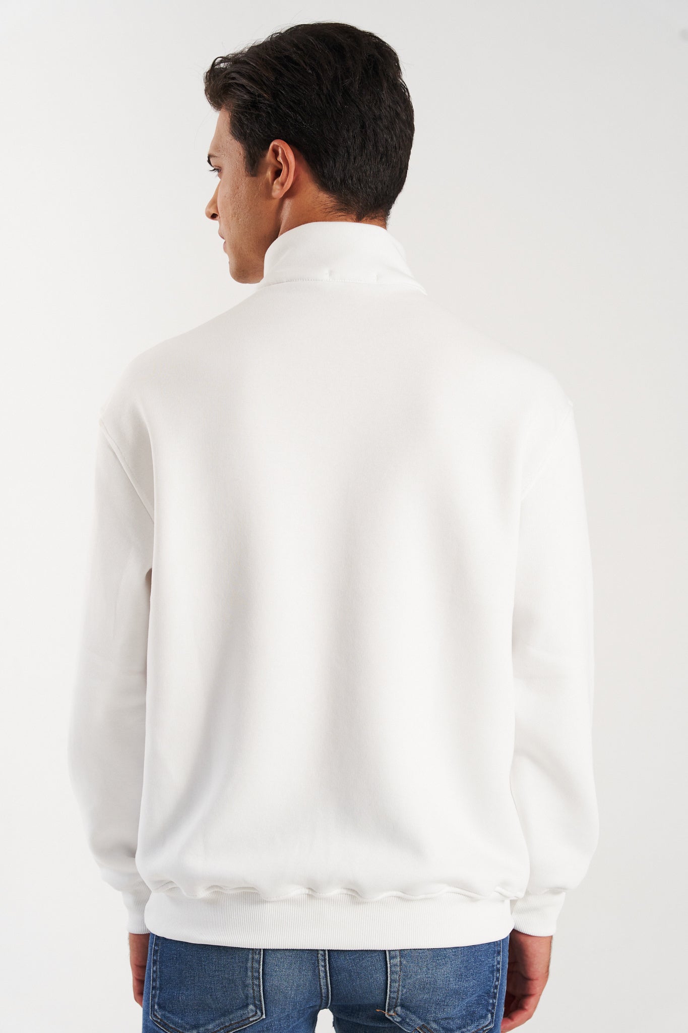 WHITE HALF-ZIP HOODIE