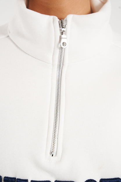 White Half-Zip Hoodie