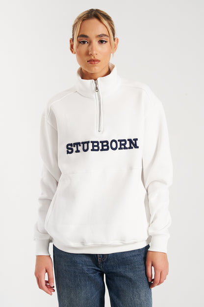 White Half-Zip Hoodie